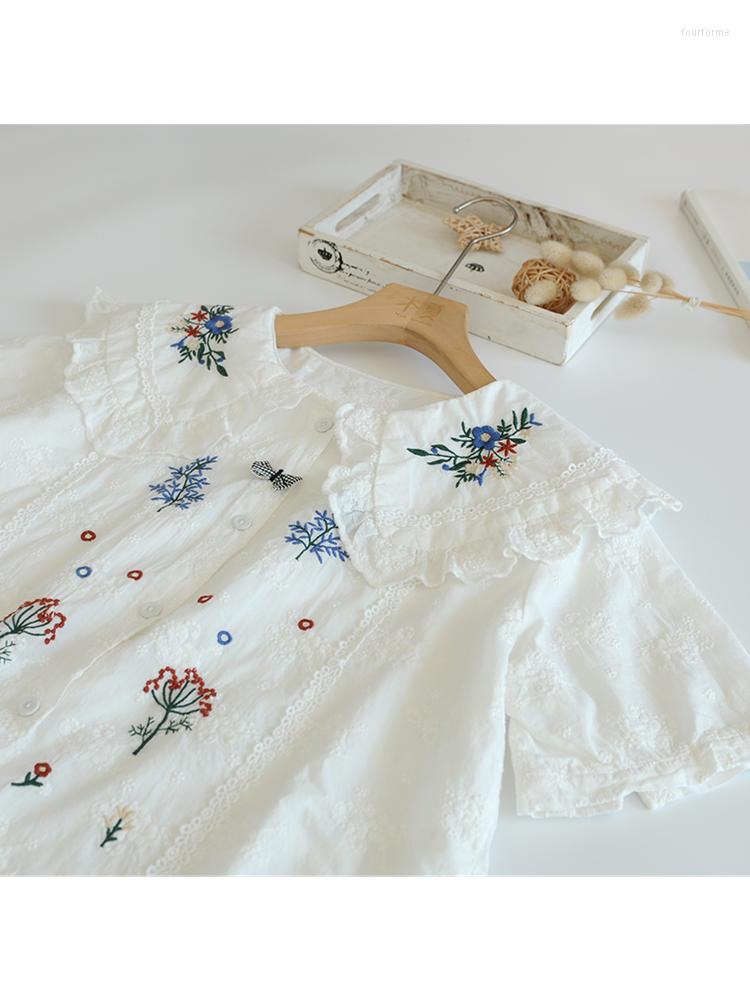 Women's Blouses Lamtrip Unique Delicated Embroidery Bunches Of Albizia Flowers Bow Short Sleeve Single Breasted Cotton Shirt Blouse 2023, White
Women's Blouses Lamtrip Unique Delicated Embroidery Bunches Of Albizia Flowers Bow Short Sleeve Single Breasted Cotton Shirt Blouse 2023, White