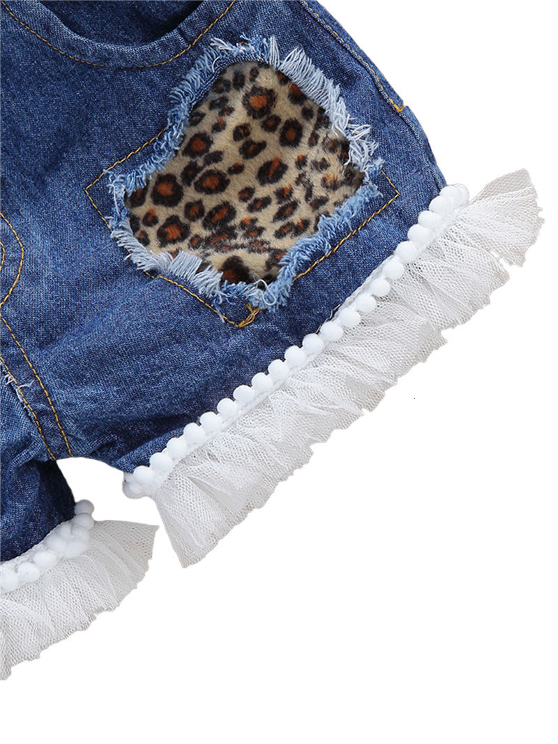 Clothing Sets 1-6years Baby Girls Denim Casual Outfit Sets Sleeveless Leopard Print Denim Top Leopard Print Denim Shorts Suits Girls 230605