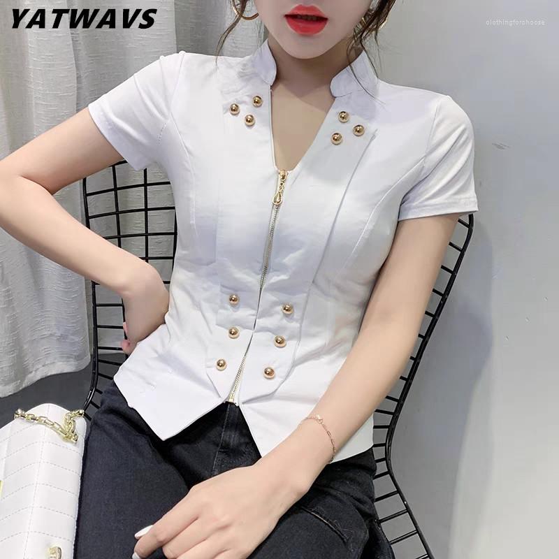 Women' T Shirts 2023 High Quality Summer Korean Clothes T-Shirt Fashion Zipper Women Office Tops Shirt Chic V Neck Short Sleeve Button Tees, Picture color
Women' T Shirts 2023 High Quality Summer Korean Clothes T-Shirt Fashion Zipper Women Office Tops Shirt Chic V Neck Short Sleeve Button Tees, Picture color