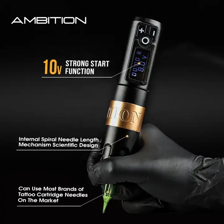 Ambition Soldier Professional Digital Display Electric Tattoo Gun Wireless Rotary Tattoo Pen Machine for Tattoo Artist