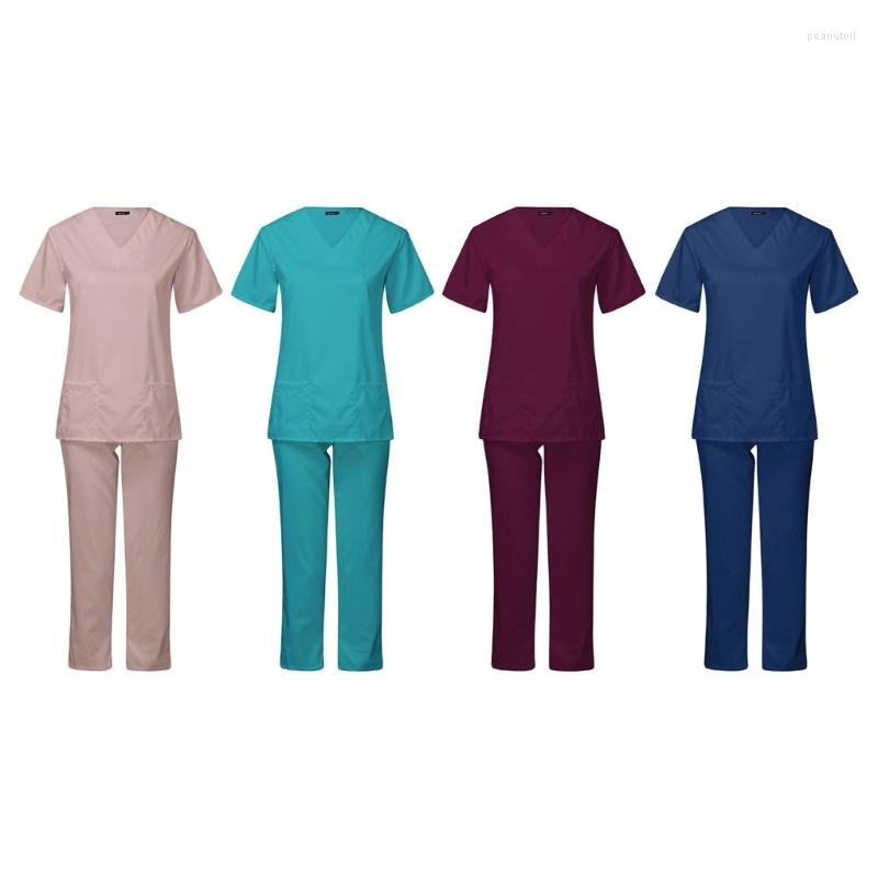 Women's Two Piece Pants Women Short Sleeve Scrub Uniform V-Neck Pocket Tops Pant Drop, Lake blue
Women's Two Piece Pants Women Short Sleeve Scrub Uniform V-Neck Pocket Tops Pant Drop, Lake blue