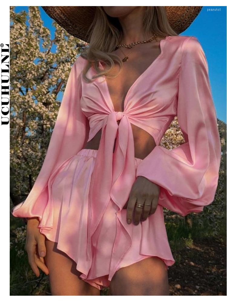 Women' Tracksuits Lolita Bandage Shorts Two Piece Set Women Outfits Sexy Loose V-neck Crop Tops Tank Mini Pants Girl Casual Matching Sets, Pink
Women' Tracksuits Lolita Bandage Shorts Two Piece Set Women Outfits Sexy Loose V-neck Crop Tops Tank Mini Pants Girl Casual Matching Sets, Pink