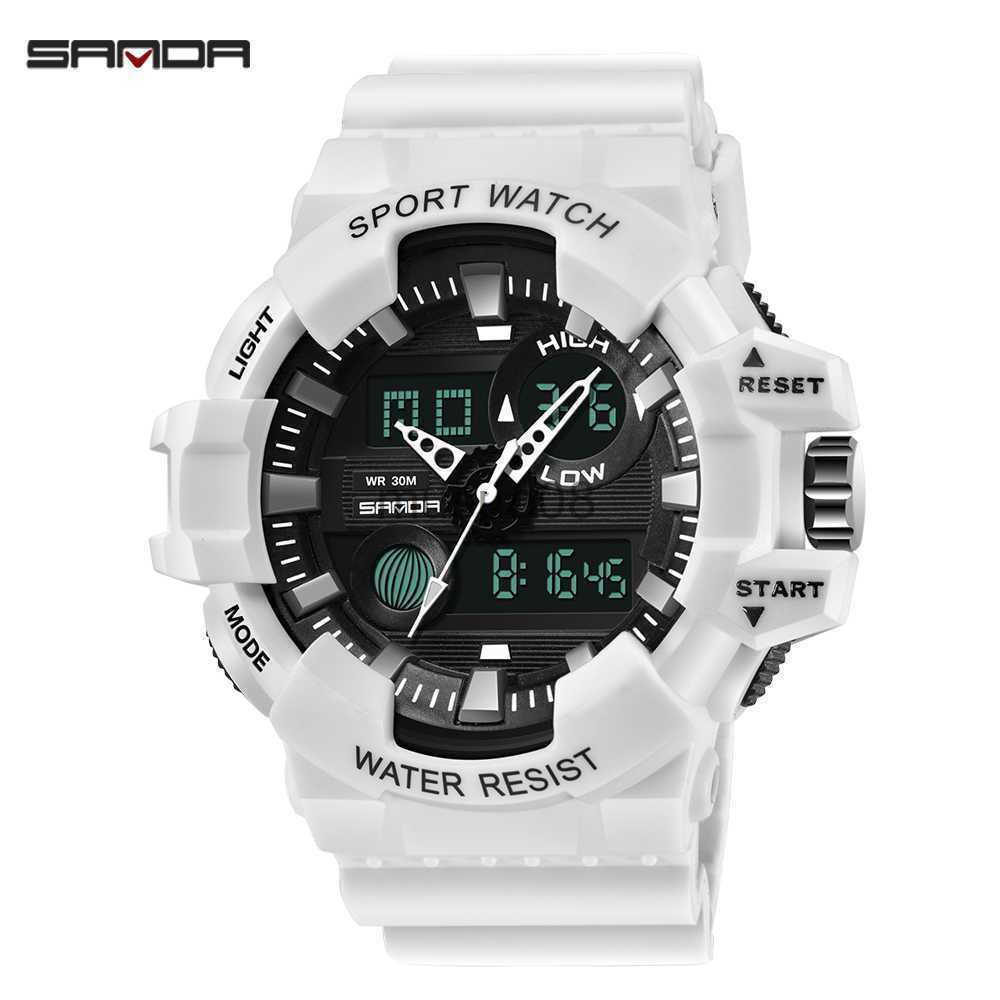 Other Watches SANDA Men Watches White G style Sport Watch LED Digital Waterproof Casual Watch S Shock Male Clock relogios masculino Watch Man X0625 J230606