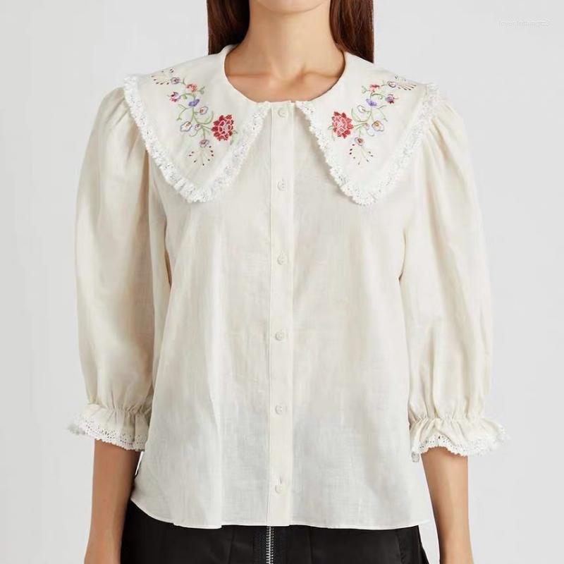 Women' Blouses Retro Embroidered Print Doll Collar Half Sleeve Shirt Cotton Women' 2023 Lace Edge Temperament Sweet Blouse Top Female, White
Women' Blouses Retro Embroidered Print Doll Collar Half Sleeve Shirt Cotton Women' 2023 Lace Edge Temperament Sweet Blouse Top Female, White