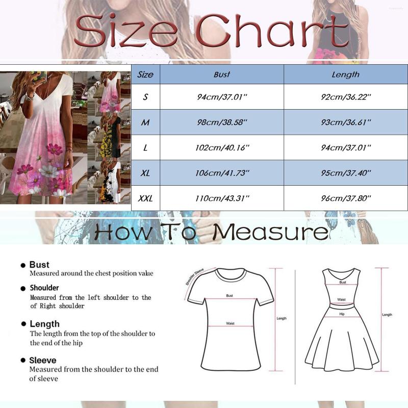 Casual Dresses Elegant For Women Short Sleeve V Neck Floral Print Dress Formal Occasion Woman Clothing
