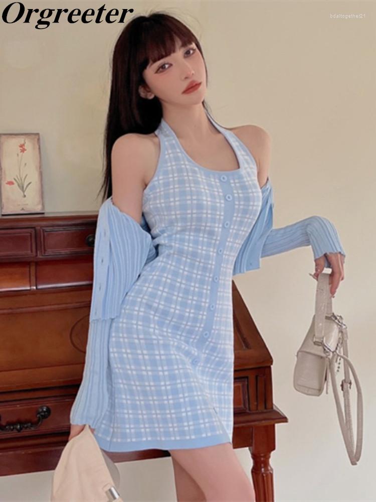 Work Dresses Summer Fall Knitted Halter Pull Femme Dress Suits Female Casual Long Sleeve Thin Cardigan &Mini Dress2 Piece Sets, Blue
Work Dresses Summer Fall Knitted Halter Pull Femme Dress Suits Female Casual Long Sleeve Thin Cardigan &Mini Dress2 Piece Sets, Blue