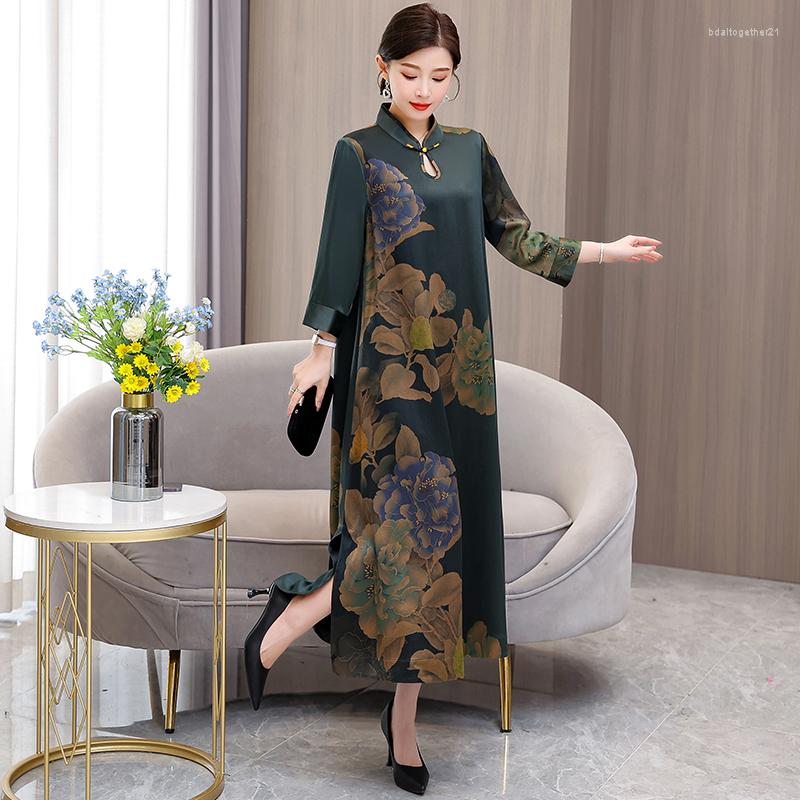 Casual Dresses Real Silk Dress 2023 Female Loose Large Size Show Thin Chinese Middle-aged Mother Skirt, Green
Casual Dresses Real Silk Dress 2023 Female Loose Large Size Show Thin Chinese Middle-aged Mother Skirt, Green