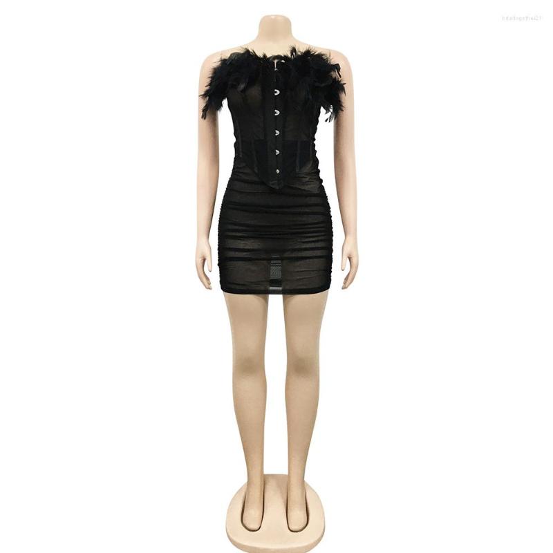 Casual Dresses Mr Hunkle Two Pieces Set Feather Lace Fashion See-through Short Party Tops Skirt Folds Solid Color Outfits Luxury, Black
Casual Dresses Mr Hunkle Two Pieces Set Feather Lace Fashion See-through Short Party Tops Skirt Folds Solid Color Outfits Luxury, Black
