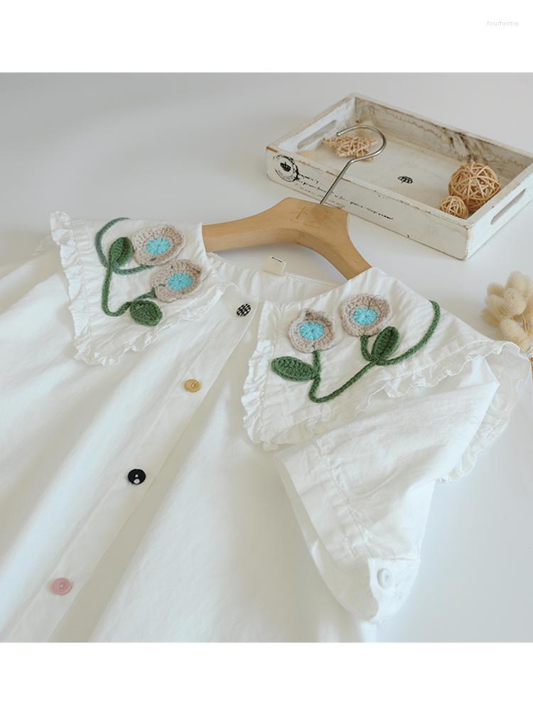 Women's Blouses Lamtrip Unique Knitting Flowers Stitch Sailor Collar Colorful Button Cotton Short Sleeve Blouse Women Mori Shirt 2023 Summer
Women's Blouses Lamtrip Unique Knitting Flowers Stitch Sailor Collar Colorful Button Cotton Short Sleeve Blouse Women Mori Shirt 2023 Summer