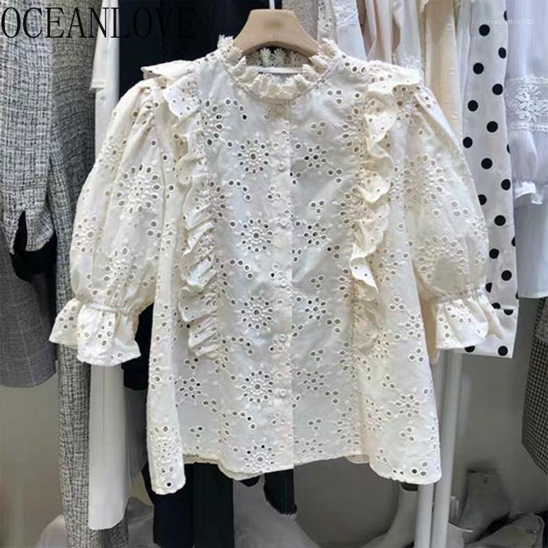 Women' Blouses OCEANLOVE Blusas Mujer Hollow Out Lantern Sleeve Korean Fashion Solid Summer Women Ruffles Elegant Sweet Shirts, Apricot
Women' Blouses OCEANLOVE Blusas Mujer Hollow Out Lantern Sleeve Korean Fashion Solid Summer Women Ruffles Elegant Sweet Shirts, Apricot