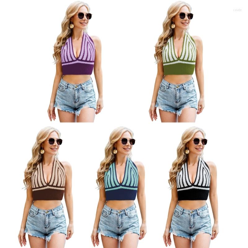 Women' Tanks Women Summer Sexy Halter Neck Lace-Up Bikinis Bras Crop Top Lady Striped Crochet Knit Sleeveless Backless Bodycon Camisole, Black
Women' Tanks Women Summer Sexy Halter Neck Lace-Up Bikinis Bras Crop Top Lady Striped Crochet Knit Sleeveless Backless Bodycon Camisole, Black