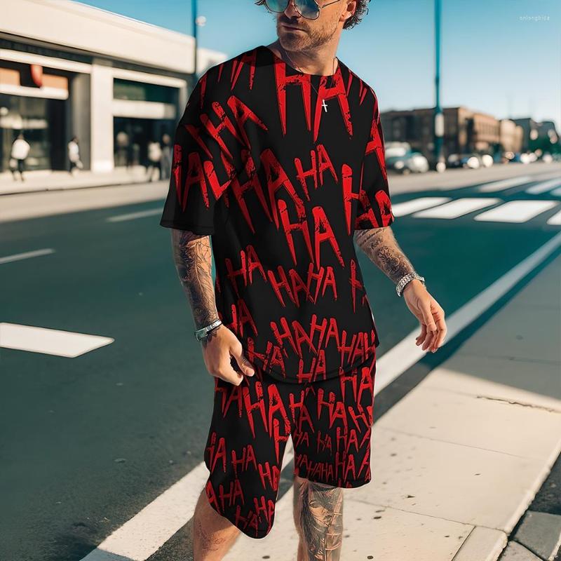 CNLONGBIDA Mens Tracksuits Summer Fashion Tracksuit Mens Suit Casual Beach Shorts Set 3D Print Short Sleeve T Shirt Round Neck Clothing 2 Piece