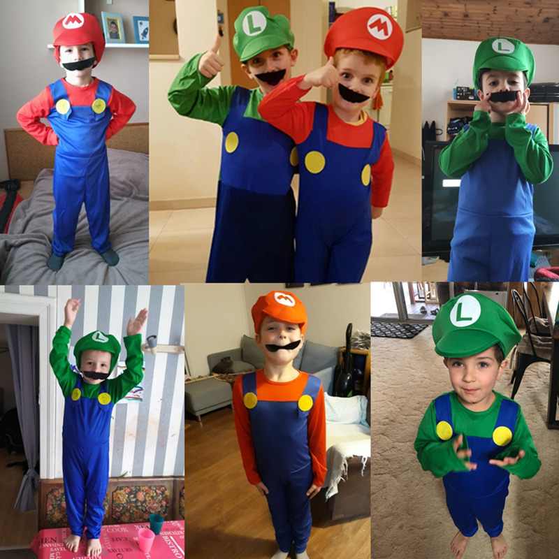Cosplay Child Anime Funny Halloween Costumes Super Mari Luigi Brother Costume Kids Fancy Cosplay Jumpsuit 230606