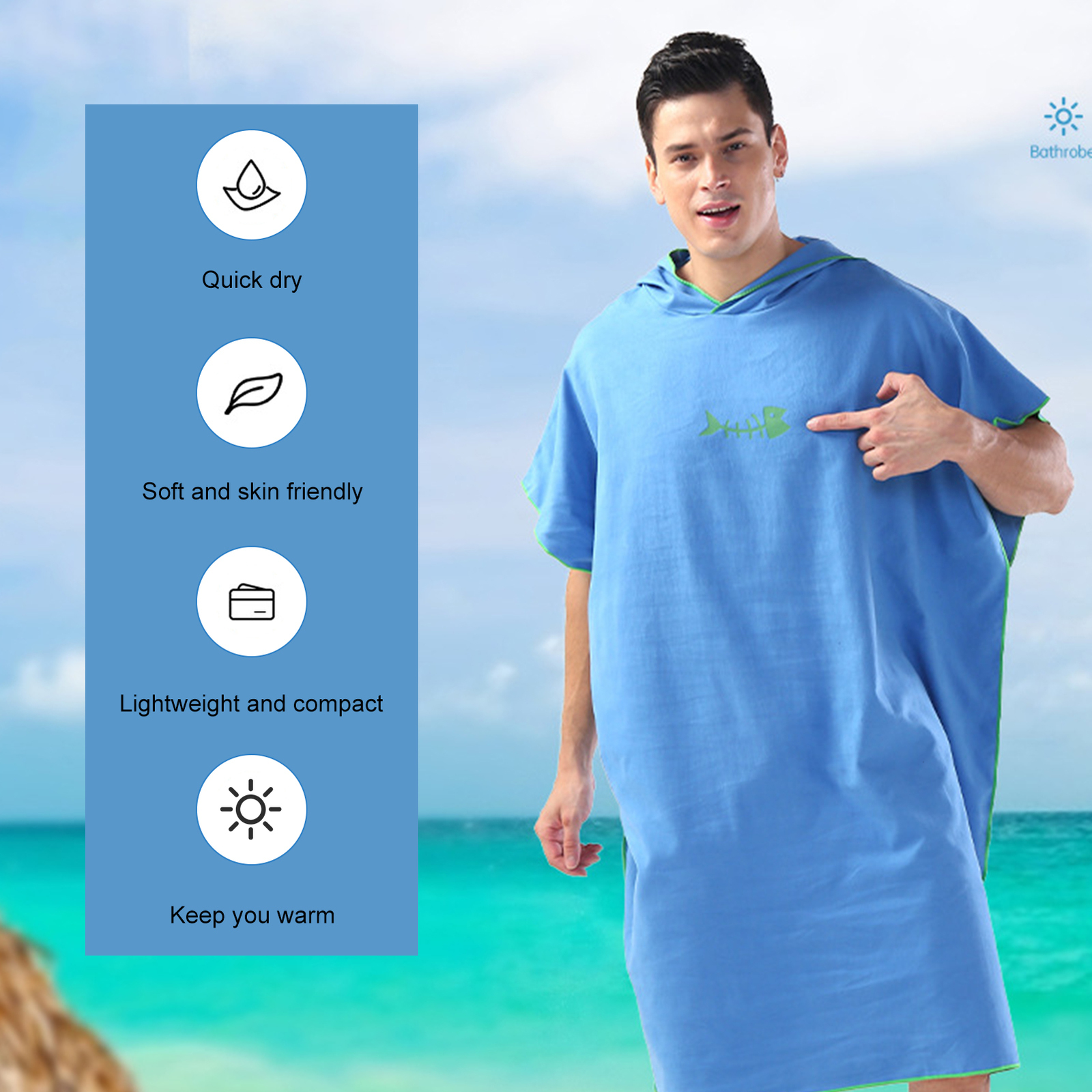 Beach Accessories Surf Poncho Changing Towel QuickDry Hooded Robe Microfiber Blanket Bath Swim Wetsuit for Adults 230605