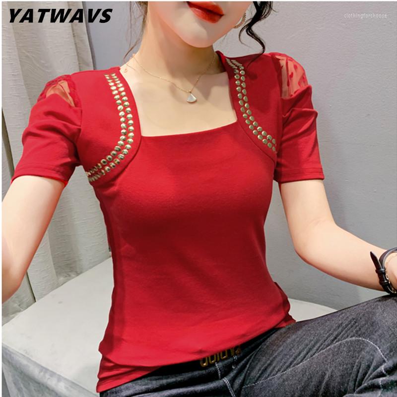 Women's T Shirts Fashion Korean Summer Ladies Elegant Transparent Puff Short Sleeve Diamonds Slim Tees T-Shirt Luxury Chic Women Top Clothes, Picture color
Women's T Shirts Fashion Korean Summer Ladies Elegant Transparent Puff Short Sleeve Diamonds Slim Tees T-Shirt Luxury Chic Women Top Clothes, Picture color