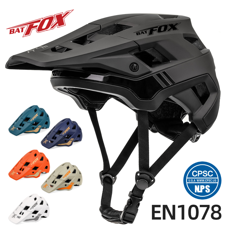 Cycling Helmets BATFOX Helmet cycling mens bicycle helmet MTB casco bicicleta Mountain bike ciclismo hombre Matte black helmets 230605