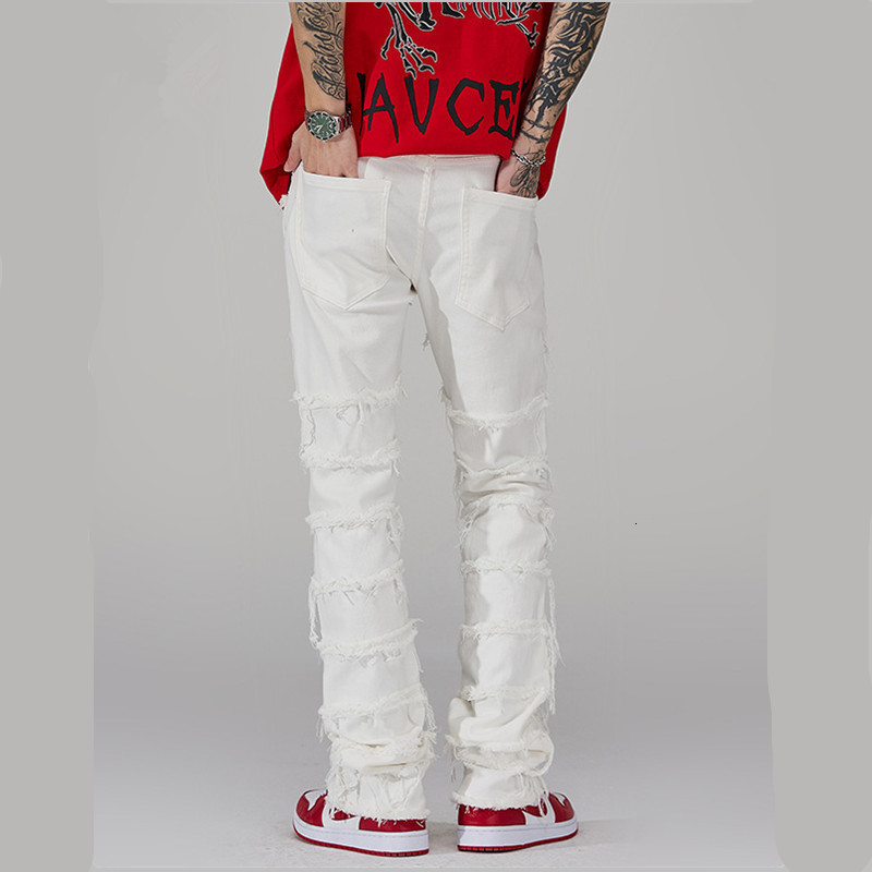 Mens Jeans Punk Stacked White Straight Y2K Grunge Pants Men Fashion Hip Hop Kpop Women Cotton Old Long Trousers Ropa Hombre 230606