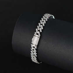 8mm Iced Out VVS Moissanite Bracelet Sier Bg Dia Cuban k Chain Hip Hop Men Jewelry Necklace
