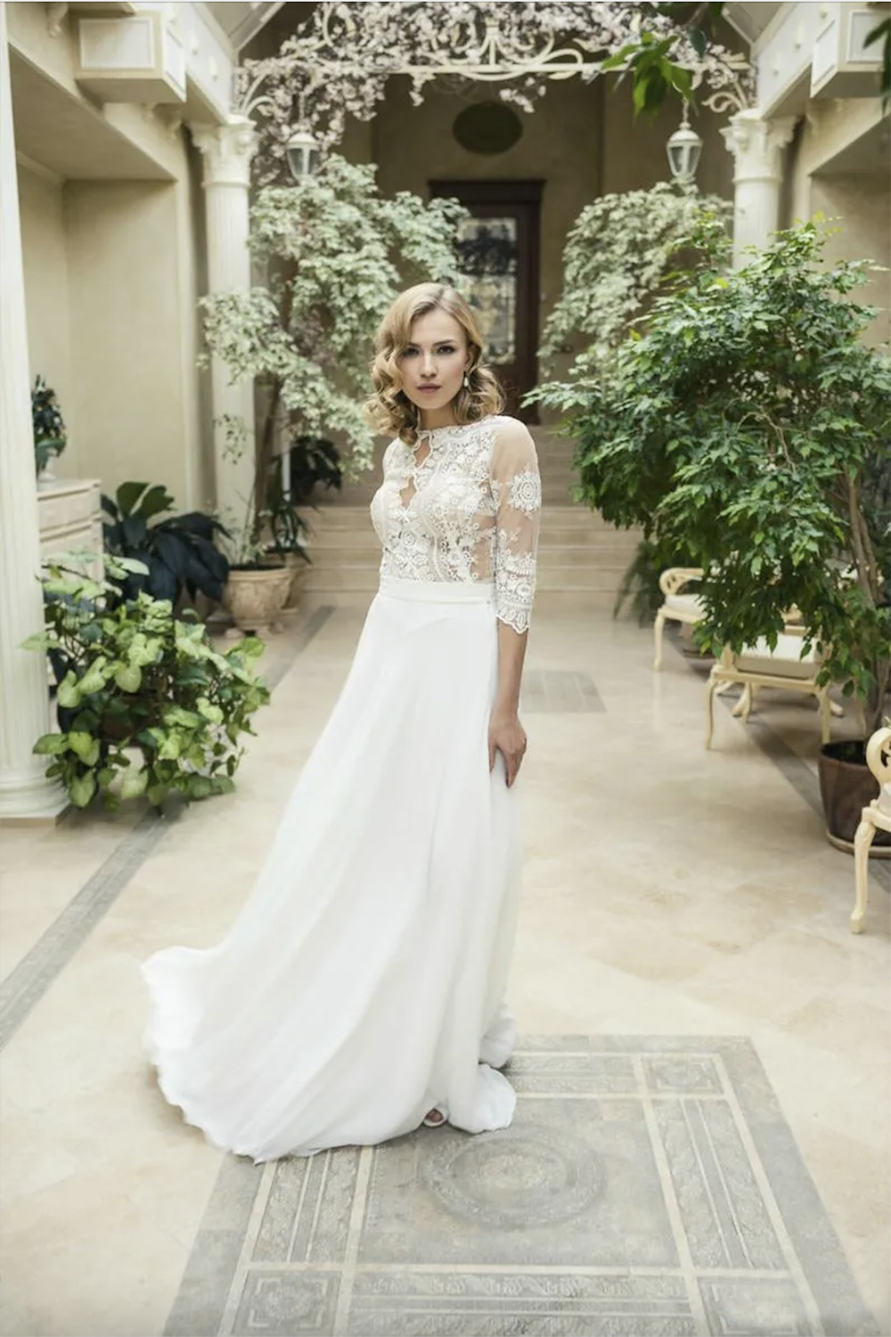 Elegant 3/4 Long Sleeves A-e Bohemian Wedding Dress Cheao White Lace Appliqued Plus Size Country Beach Boho Bridal Gown