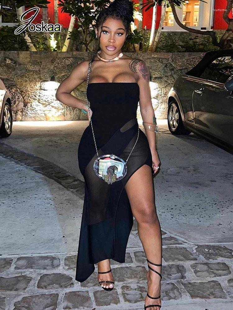 Casual Dresses Joskaa Black Mesh Patchwork Strapless Maxi Dress For Women 2023 Summer Elegant Party Clubwear Sexy Wrapped Chest Split Slim
Casual Dresses Joskaa Black Mesh Patchwork Strapless Maxi Dress For Women 2023 Summer Elegant Party Clubwear Sexy Wrapped Chest Split Slim