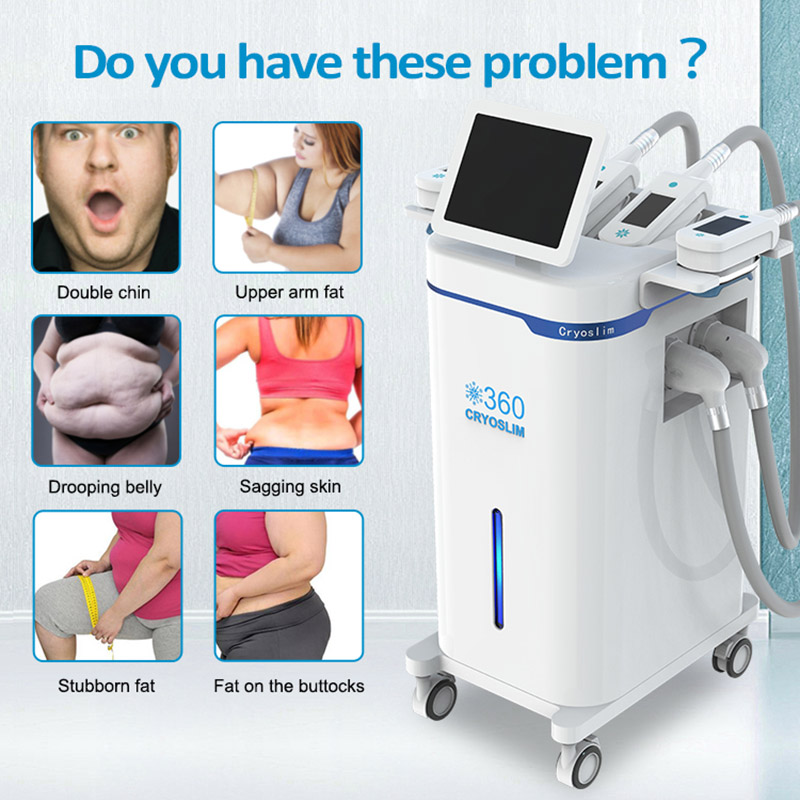 360 Degree Cryolipolysis Cryo Body Slimmer Machine Cellulite Reduction Fat Freezing Cryolipolysis 4 Handles Vacuum Weight Loss Body Shaping Device Hom