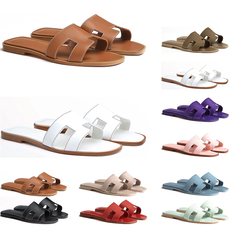 

Free shipping shoes designers women oran sandals slippers black white Khaki bule flat flip flops crocodile skin slides ladies beach sandal summer size 4-10 fashion