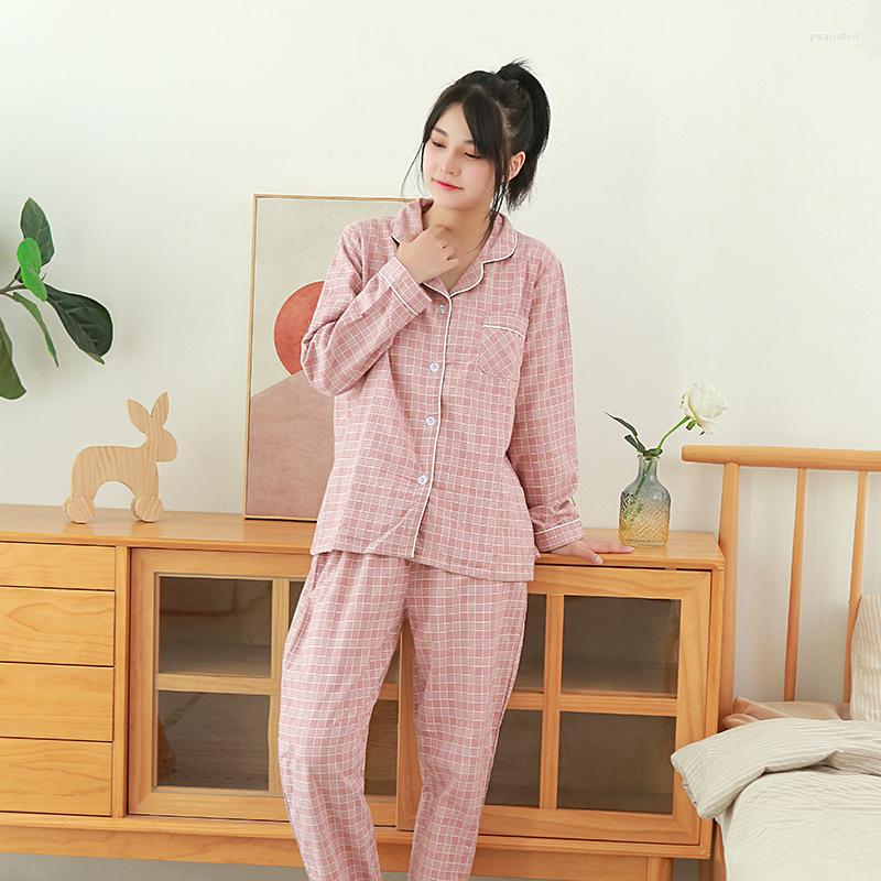 Women's Sleepwear Cotton Brushed Plaid Couple Pajamas Men And Women Lapels Loose Home Clothes Long-sleeved Pants Casual 2 Piece Set, Women pink
Women's Sleepwear Cotton Brushed Plaid Couple Pajamas Men And Women Lapels Loose Home Clothes Long-sleeved Pants Casual 2 Piece Set, Women pink