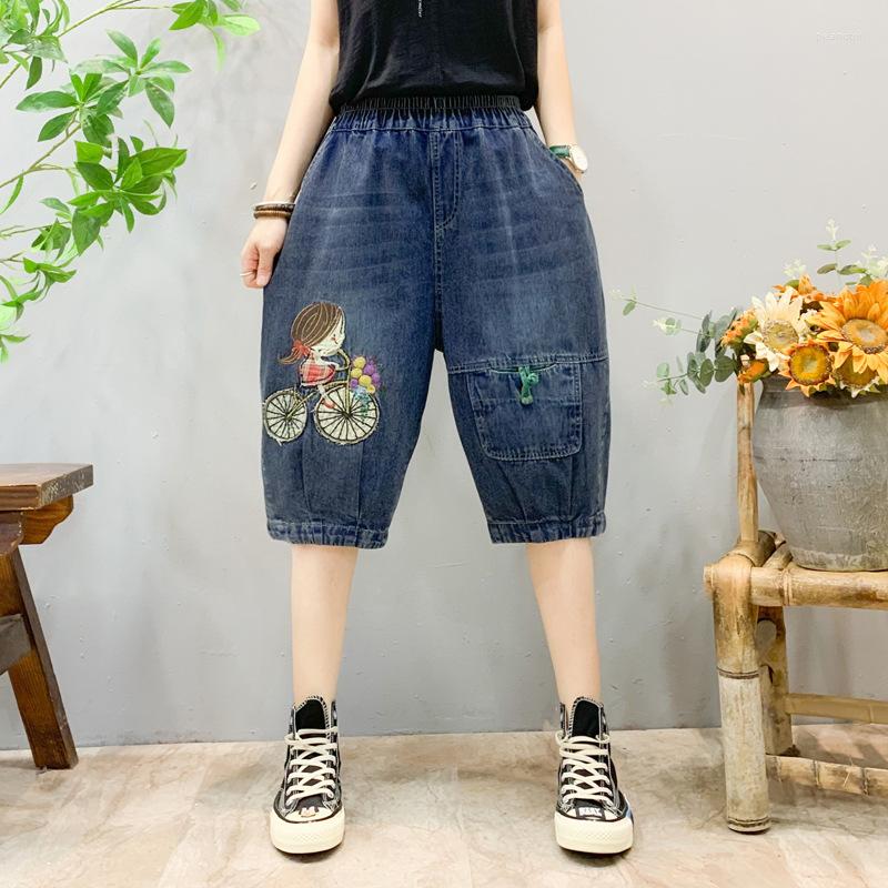 Women's Pants 23 Women Denim Shorts Summer Retro Washed Bleached Embroidery Cartoon Loose Female Tide Knee-Length Harem, Blue
Women's Pants 23 Women Denim Shorts Summer Retro Washed Bleached Embroidery Cartoon Loose Female Tide Knee-Length Harem, Blue