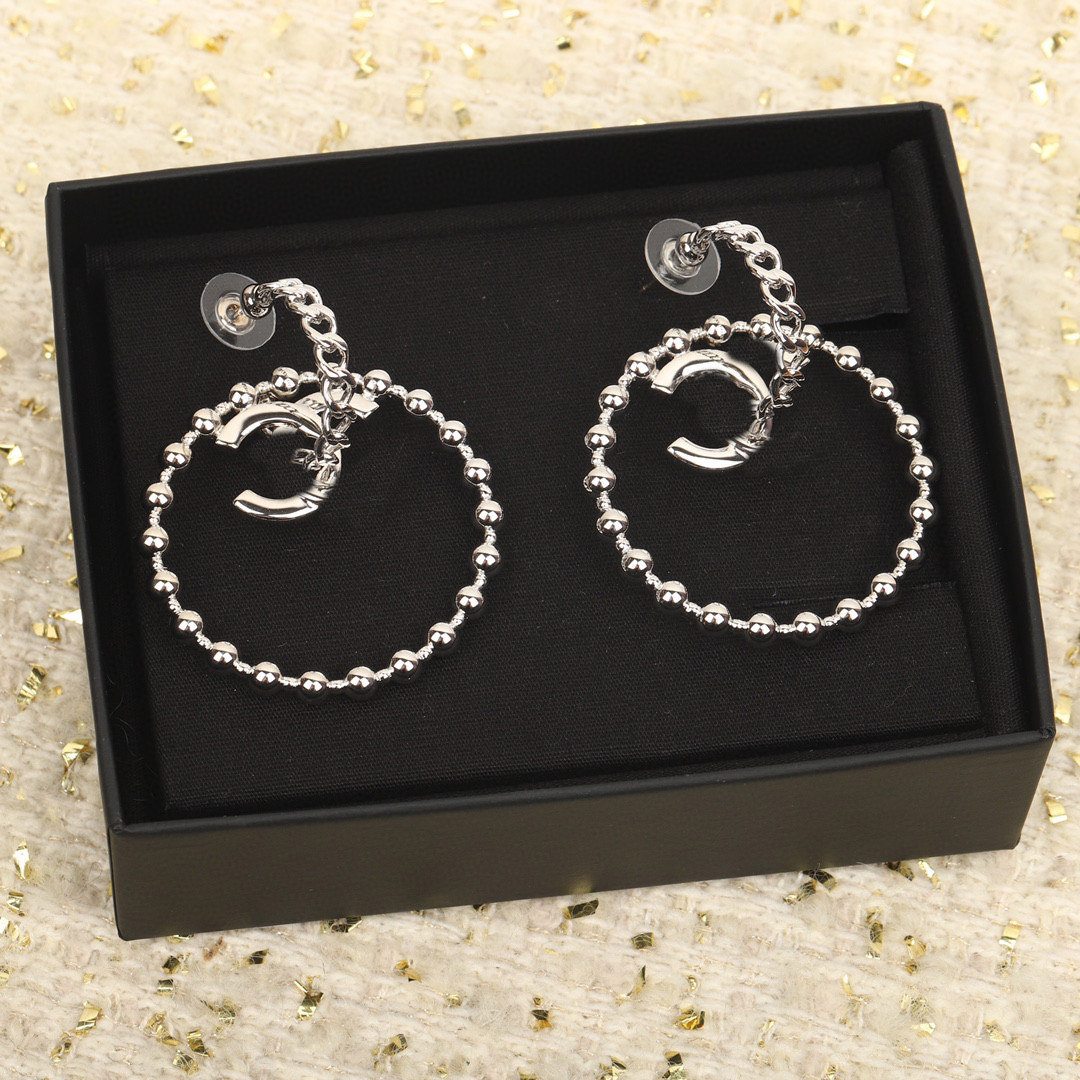2023 Luxury quality Charm round shape drop earring in silver plated special design have box stamp PS7010B