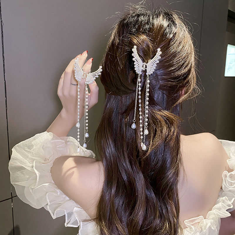 Other 2023 New Butterfly Tassel Hairpin Simple Metal Hair Barrettes Women Clips Hair Accessories