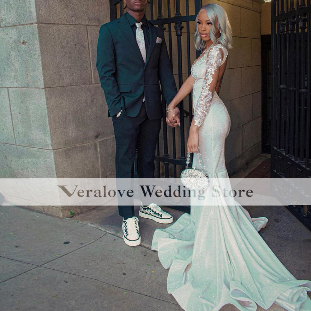 Sexy 2k23 Prom Dress Mermaid Sparkly Sequins African Formal Occasion Party Dresses Evening Gala Met Gowns