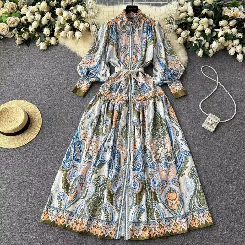 Casual Dresses Women Spring 2023 Runway Fashion Paisley Print Vintage Dress Stand Long Lantern Sleeve Belt High Waist Maxi, Blue
Casual Dresses Women Spring 2023 Runway Fashion Paisley Print Vintage Dress Stand Long Lantern Sleeve Belt High Waist Maxi, Blue