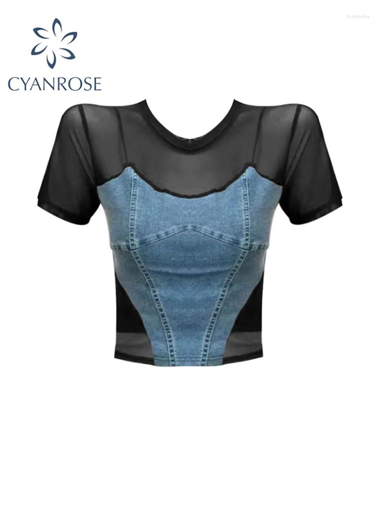 Women' T Shirts Women Denim Patchwork Gauze T-shirts Black Vintage Short Sleeve Crop Top Summer O-Neck Shirt Aesthetic Tee Streetwear 2023
Women' T Shirts Women Denim Patchwork Gauze T-shirts Black Vintage Short Sleeve Crop Top Summer O-Neck Shirt Aesthetic Tee Streetwear 2023