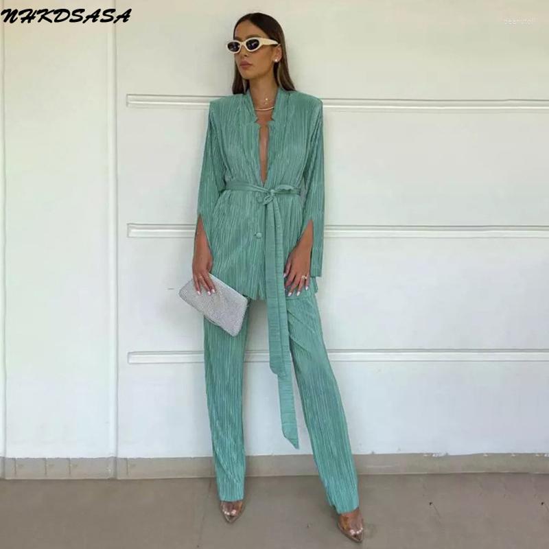 Women's Sleepwear Homewear Autumn Green Pleated Pants Set Bodycon Slit Trosuer Suits Fashion Lace-up Long Sleeve Blazer 2 Piece Sets Womens, Black
Women's Sleepwear Homewear Autumn Green Pleated Pants Set Bodycon Slit Trosuer Suits Fashion Lace-up Long Sleeve Blazer 2 Piece Sets Womens, Black