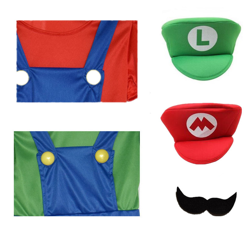 Cosplay Child Anime Funny Halloween Costumes Super Mari Luigi Brother Costume Kids Fancy Cosplay Jumpsuit 230606