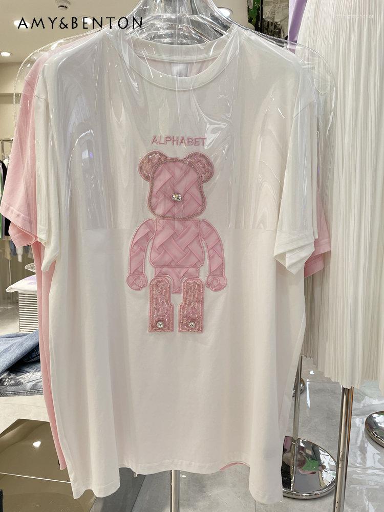 Women's T Shirts Spring And Summer Exquisite Rhinestone Beaded Bear Cotton White Short Sleeve T-shirt Women's Top Mid-Length Tops, Black
Women's T Shirts Spring And Summer Exquisite Rhinestone Beaded Bear Cotton White Short Sleeve T-shirt Women's Top Mid-Length Tops, Black