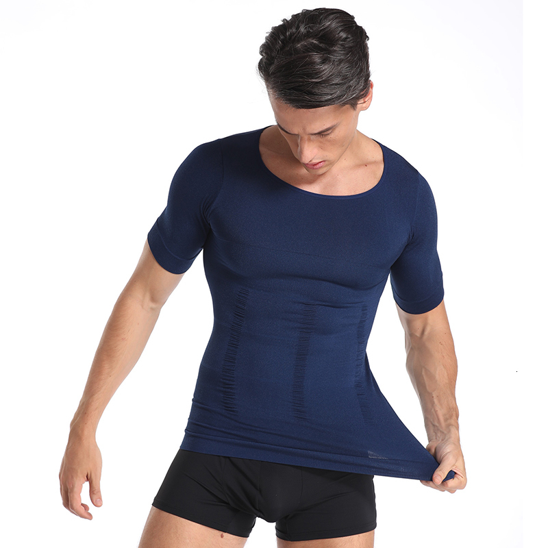 Men's Body Shapers Classix Men Body Toning T-Shirt Slimming Body Shaper Posture Shirt Belly Control Gynecomastia Vest Compression Man Tummy Corse