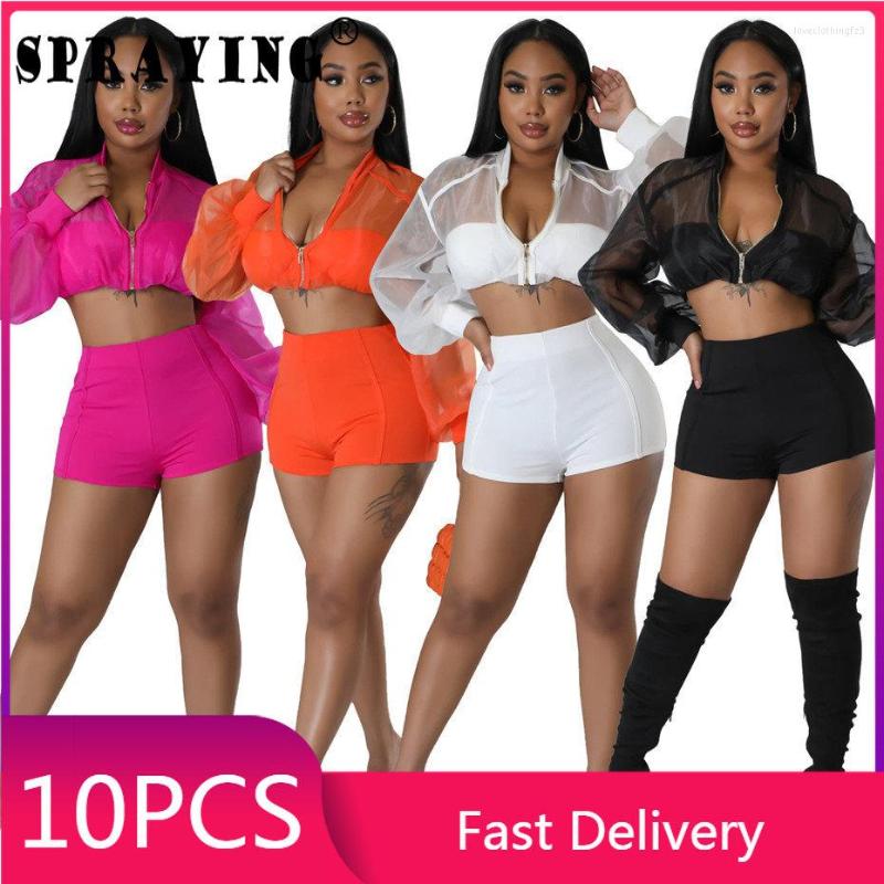 Women's Tracksuits 10sets Short Sets Summer Clothing For Women Zipper Long Sleeve Organza Crop Top And Breeches Bulk Items Wholesale Lots, White
Women's Tracksuits 10sets Short Sets Summer Clothing For Women Zipper Long Sleeve Organza Crop Top And Breeches Bulk Items Wholesale Lots, White