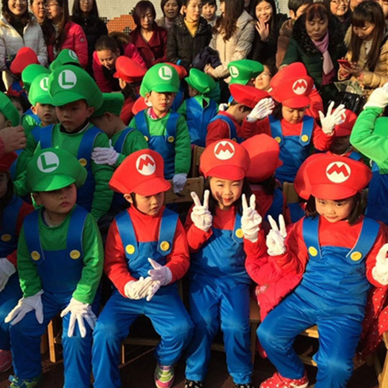 Cosplay Child Anime Funny Halloween Costumes Super Mari Luigi Brother Costume Kids Fancy Cosplay Jumpsuit 230606