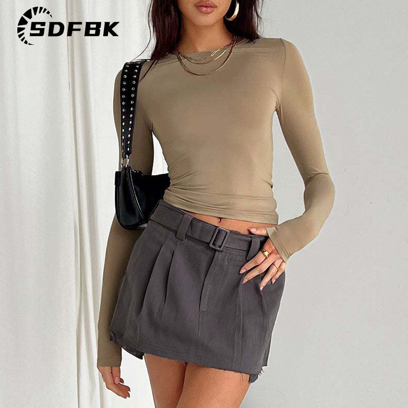 Women's T-Shirt Long Sleeve Y2K Slim Fit Shirt Women Casual Streetwear Basic Tee Fashion Cropped Tops O Neck Sexy Skinny Solid Ladies T Shirts 23