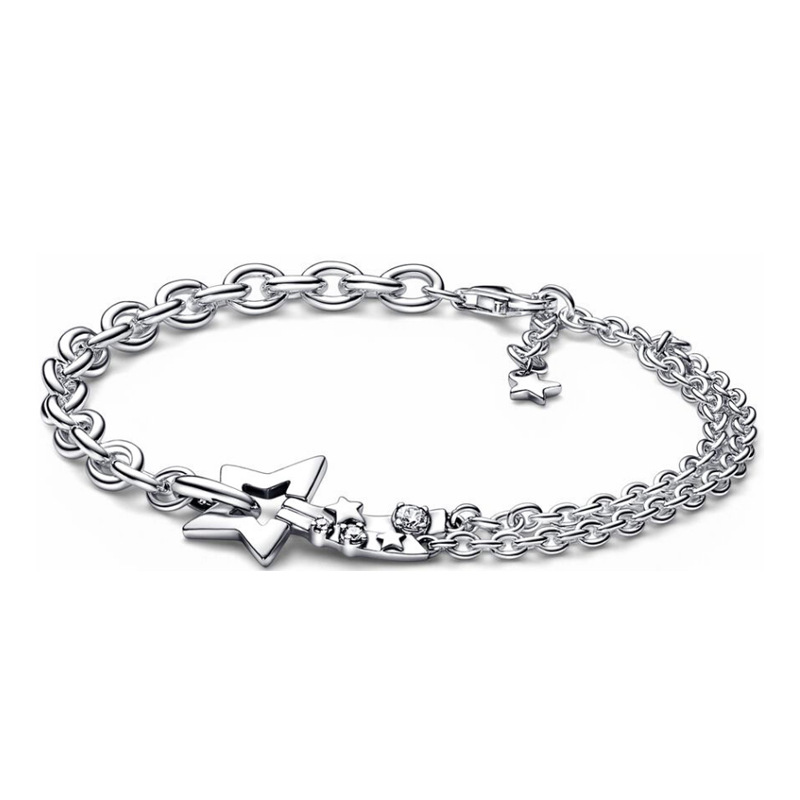 925 Sterling Silver Suspension Charm Bracelet Stream Star Single And Double Bracelets Full Of Drilg Tennis Bracelets Fashion Model Free Delivery