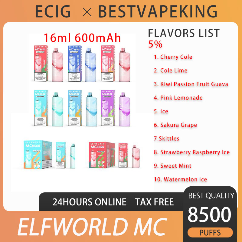 Elfworld MC 8500 Puffs Disposable E Cigarettes Vape Pen Box 600mAh Rechargeable 16ml 12 Flavors Refilled Reuse Cartridges Pod Bar Vaporizers vs bang 6000
Elfworld MC 8500 Puffs Disposable E Cigarettes Vape Pen Box 600mAh Rechargeable 16ml 12 Flavors Refilled Reuse Cartridges Pod Bar Vaporizers vs bang 6000