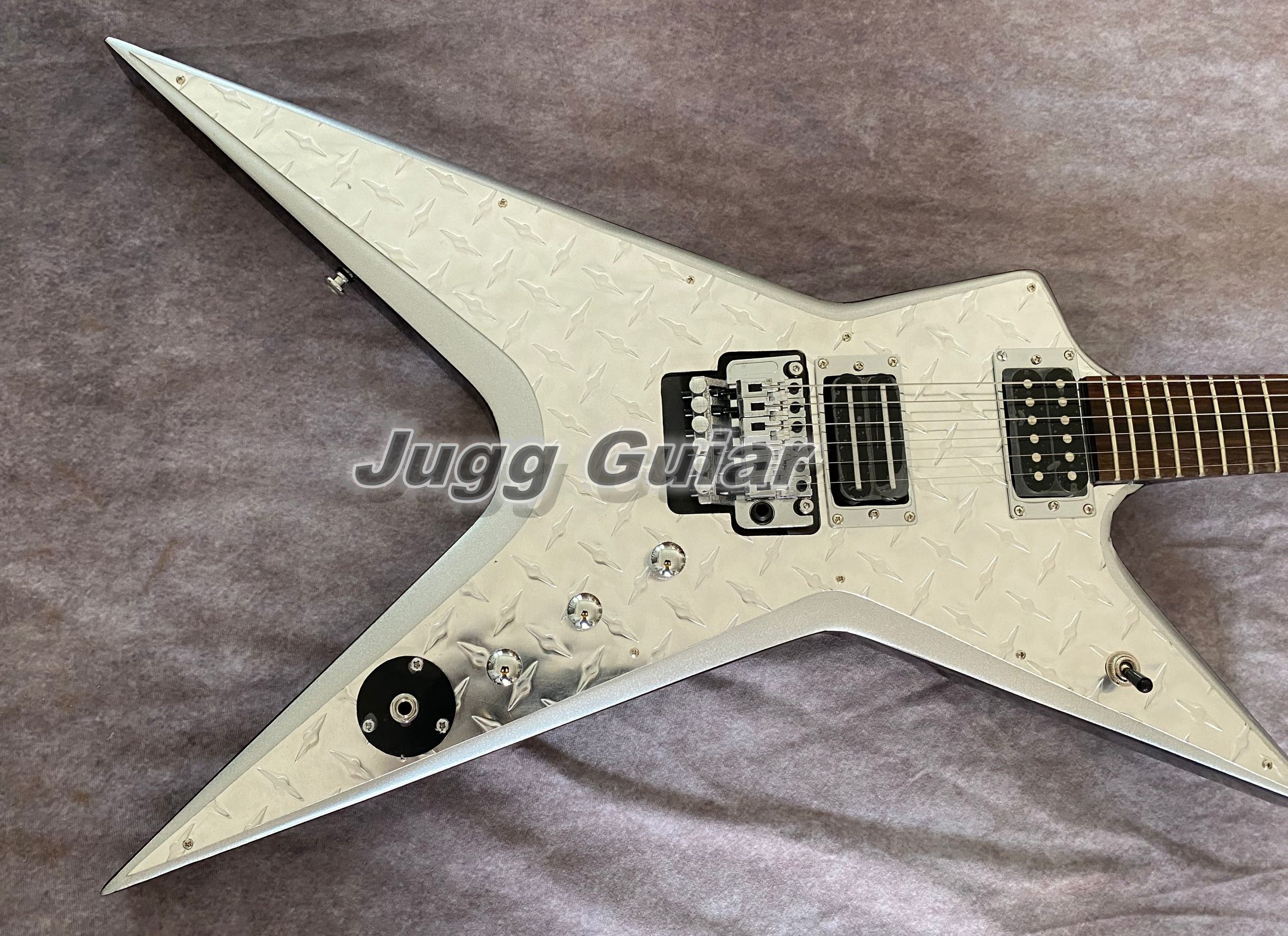 Burn Dime 3 USA Diamond Plate Stealth Electric Guitar Dimeplate Dimebag Darrell, Floyd Rose Tremolo Bridge, Damageplan Inlay, Grover Tuners, Chrome Hardware