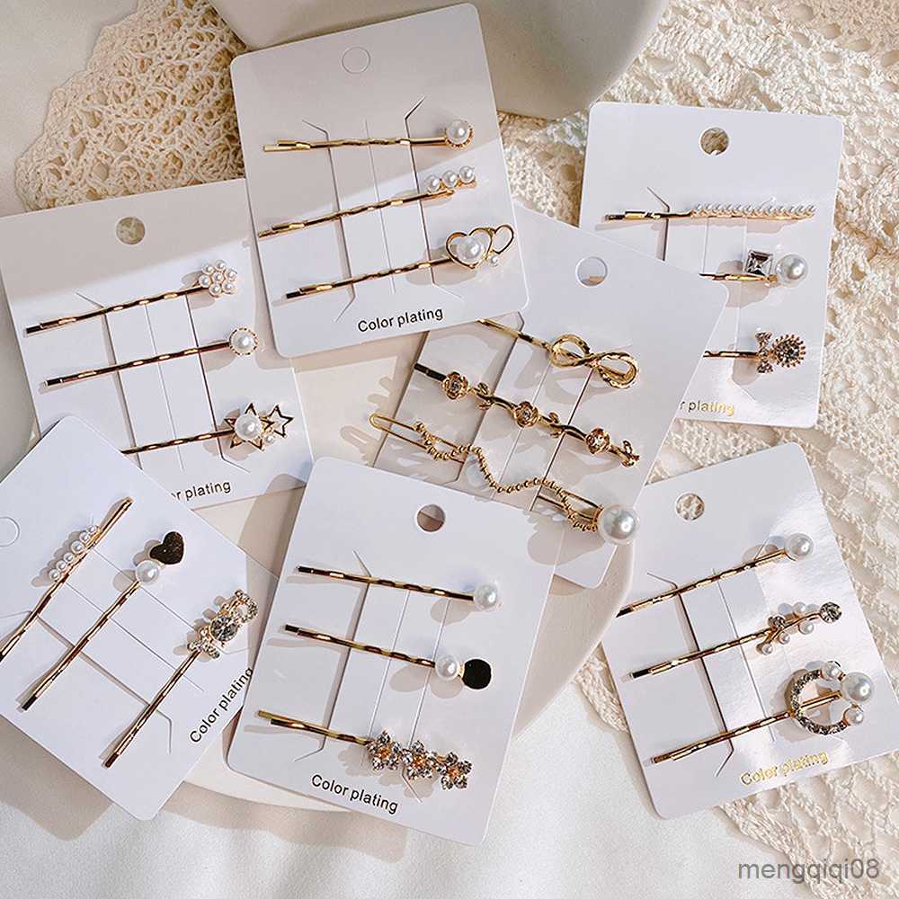 Other 3pcs/Set Flower Metal Hair Clips Elegant Women Gold Rhinestone Bobby Pins Hair Barrettes Weddings Hair Accessories