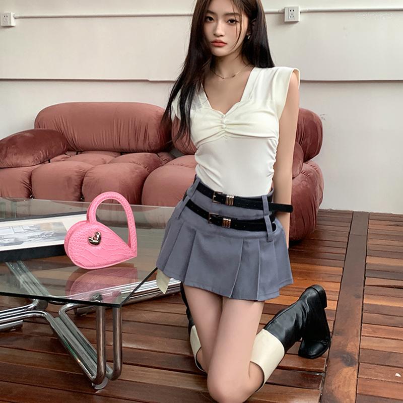 Skirts 2023 Summer Chic Women Skirt Spliced Spicy Girl Dropped Pleated Faldas Femme Y2k Clothes Double Belt Mini Jupe Sexy Mujer, Gray
Skirts 2023 Summer Chic Women Skirt Spliced Spicy Girl Dropped Pleated Faldas Femme Y2k Clothes Double Belt Mini Jupe Sexy Mujer, Gray