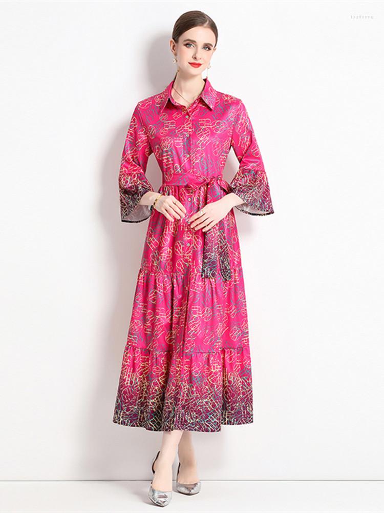 Casual Dresses Fashion Autumn Letter Printed Rose Red Shirt Dress Women's Lapel Collar Flare Sleeve Single-Breasted Bow Lace Up Long
Casual Dresses Fashion Autumn Letter Printed Rose Red Shirt Dress Women's Lapel Collar Flare Sleeve Single-Breasted Bow Lace Up Long
