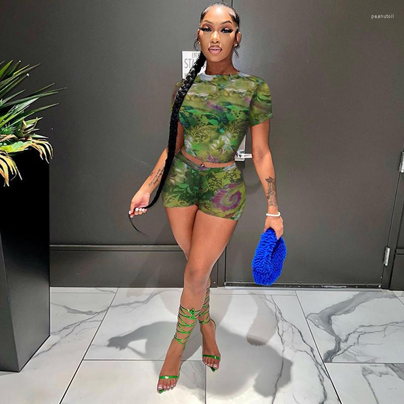 Women' Tracksuits Two Pieces Set Tie Dry Mesh Print Street Style Women Casual Skinny Tops High Waist Shorts Ladies Streetwear Clothing, Green
Women' Tracksuits Two Pieces Set Tie Dry Mesh Print Street Style Women Casual Skinny Tops High Waist Shorts Ladies Streetwear Clothing, Green