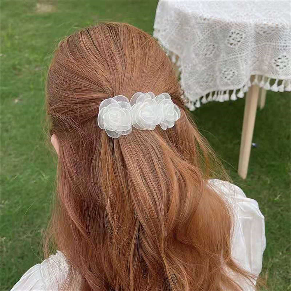 Other New Fashion Women Camellia Spring Hair Net Yarn Hairpins Wedding Hairgrip For Girls Barrettes Hair Accessories