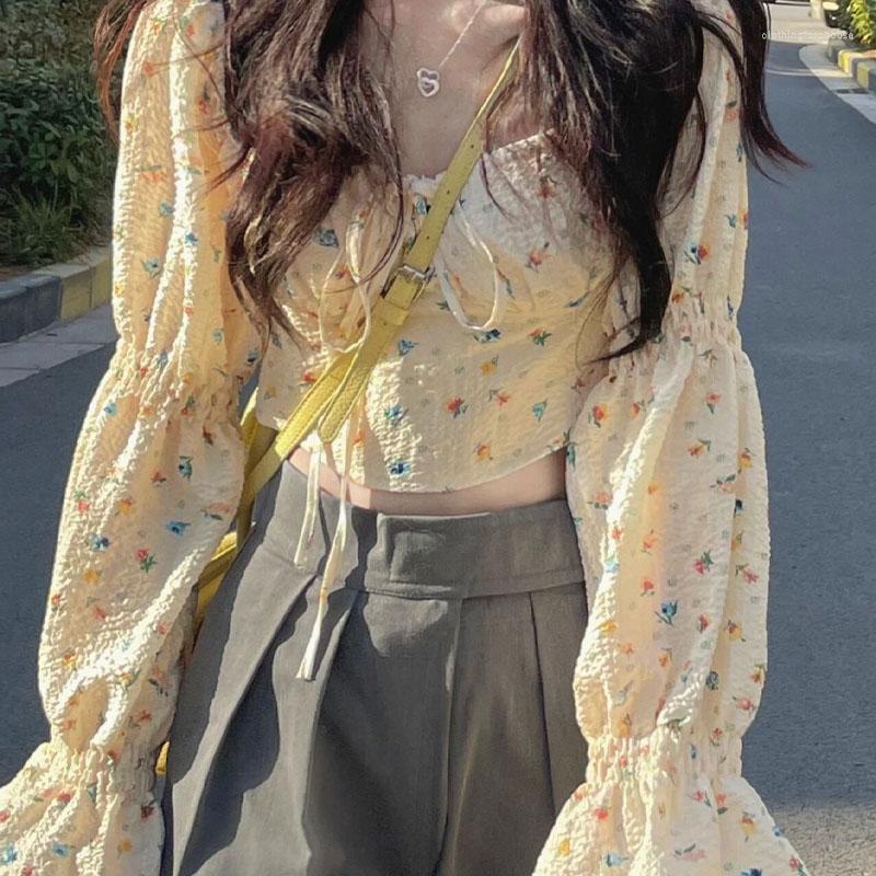 Women' T Shirts Korean Fashion Strapless Floral Print Blouse Elastic Ruched Slim Long Sleeve Cropped Top Women Sexy Off-Shoulder Short, Multi
Women' T Shirts Korean Fashion Strapless Floral Print Blouse Elastic Ruched Slim Long Sleeve Cropped Top Women Sexy Off-Shoulder Short, Multi