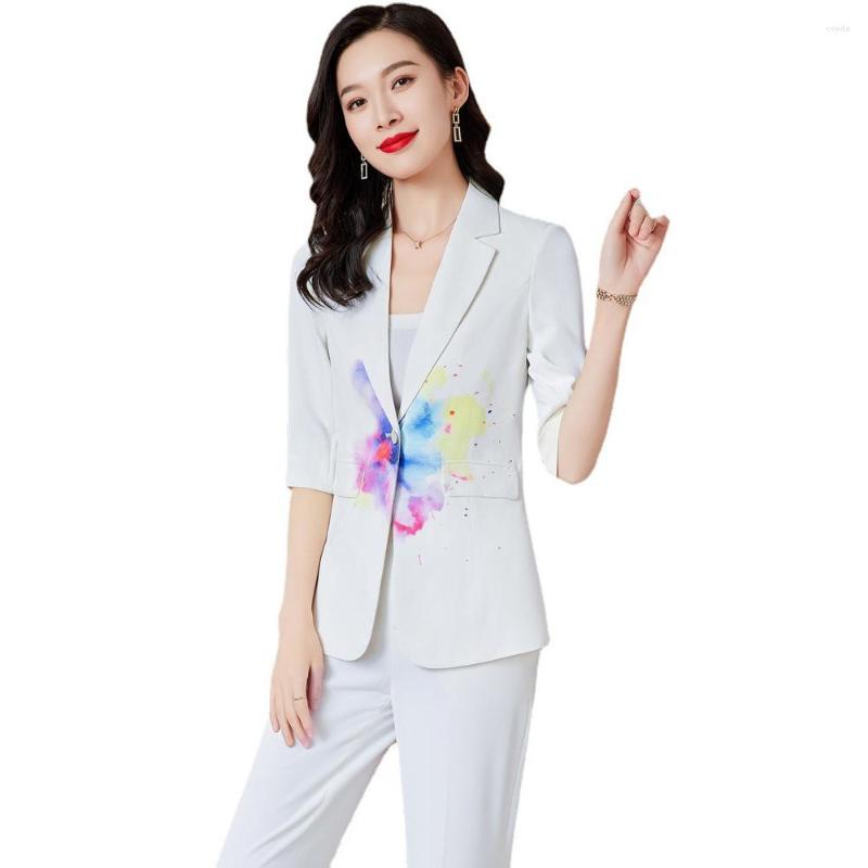 Women' Two Piece Pants High Quality Korean Spring Suit Single Button Slim Tie-dyed Casual Women Office Blazer Jackets Pencil Set Femme 2, White
Women' Two Piece Pants High Quality Korean Spring Suit Single Button Slim Tie-dyed Casual Women Office Blazer Jackets Pencil Set Femme 2, White